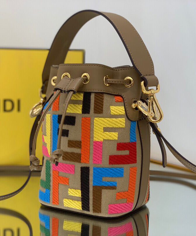 Fendi Mon Tresor Multicolor FF Canvas Mini Bag 8BS010 Polychrome